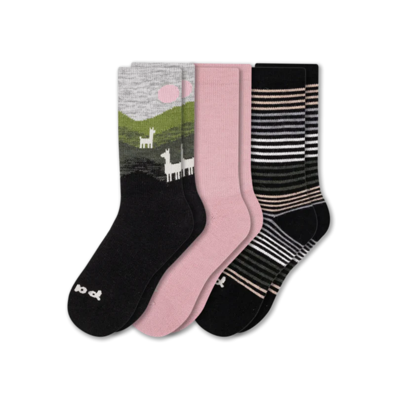 3 Pack - Women's Crew Pacas Socks