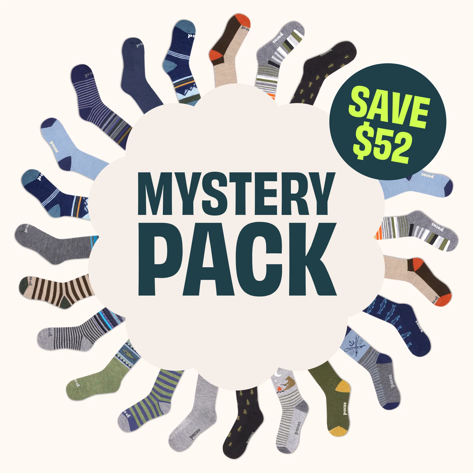 6 Pack - Men's Crew Pacas Socks