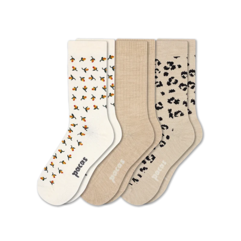 3 Pack - Women's Light-Weight Crew Pacas Socks 103 3 Pack - Women's Light-Weight Crew Pacas Socks