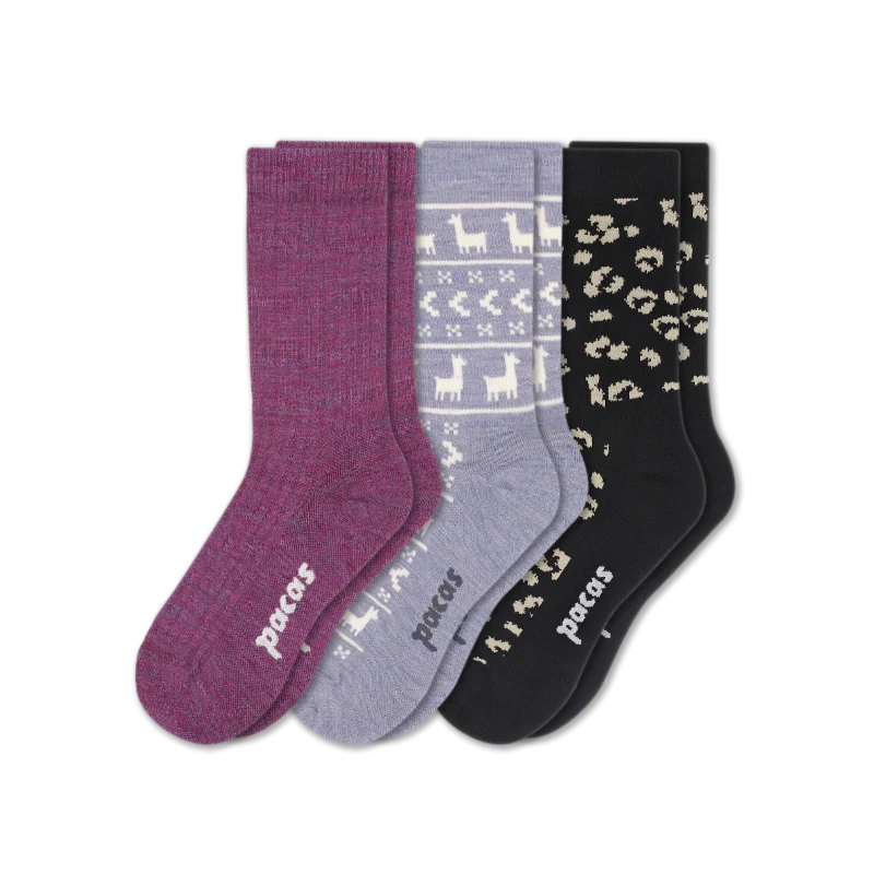 3 Pack - Women's Light-Weight Crew Pacas Socks 123 3 Pack - Women's Light-Weight Crew Pacas Socks