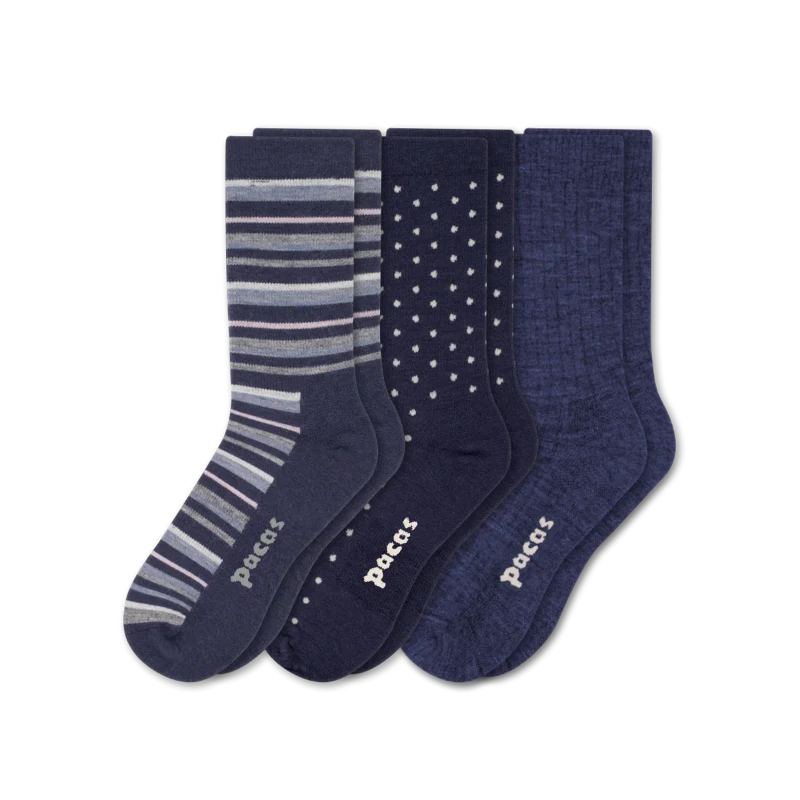 3 Pack - Women's Light-Weight Crew Pacas Socks 187 3 Pack - Women's Light-Weight Crew Pacas Socks