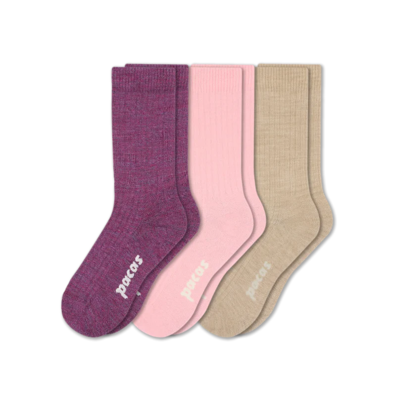3 Pack - Women's Light-Weight Crew Pacas Socks 195 3 Pack - Women's Light-Weight Crew Pacas Socks