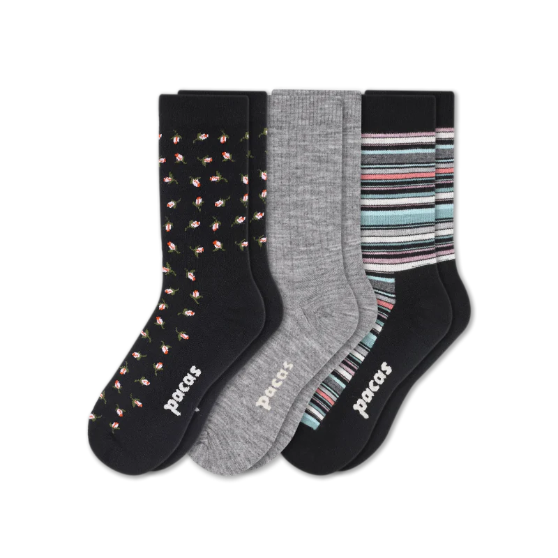 3 Pack - Women's Light-Weight Crew Pacas Socks 202 3 Pack - Women's Light-Weight Crew Pacas Socks
