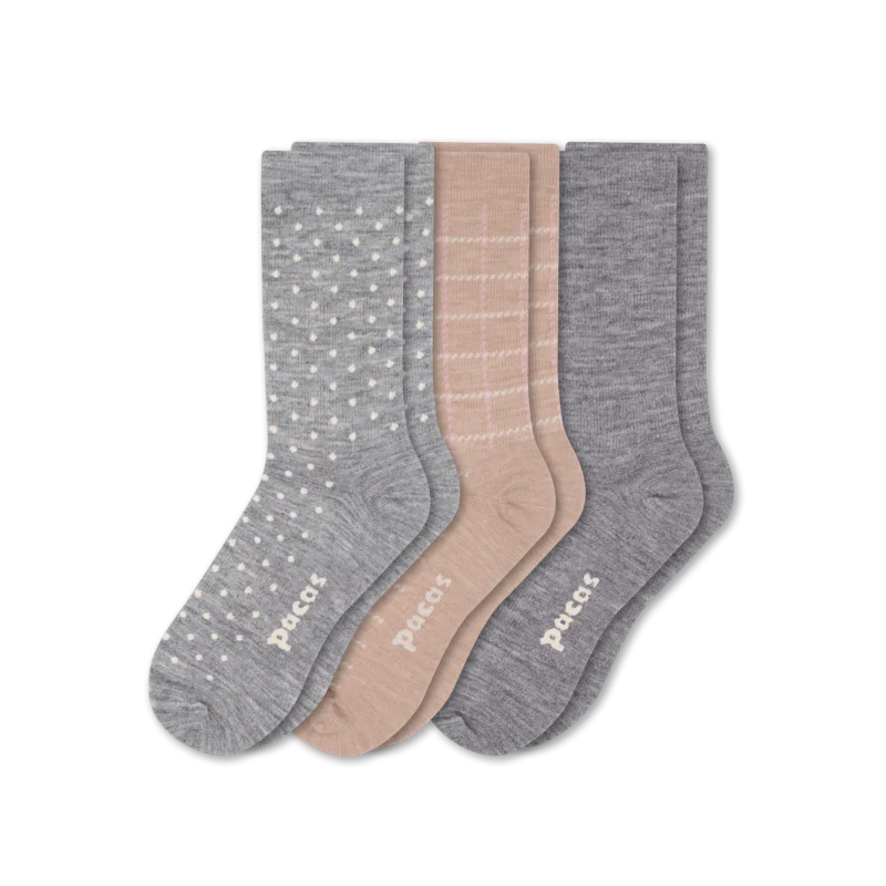 3 Pack - Women's Light-Weight Crew Pacas Socks 212 3 Pack - Women's Light-Weight Crew Pacas Socks