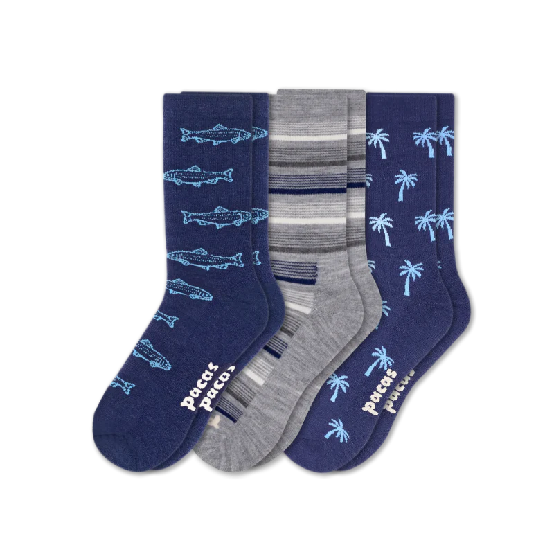 3 Pack - Men's Light-Weight Crew Pacas Socks 90 3 Pack - Men's Light-Weight Crew Pacas Socks