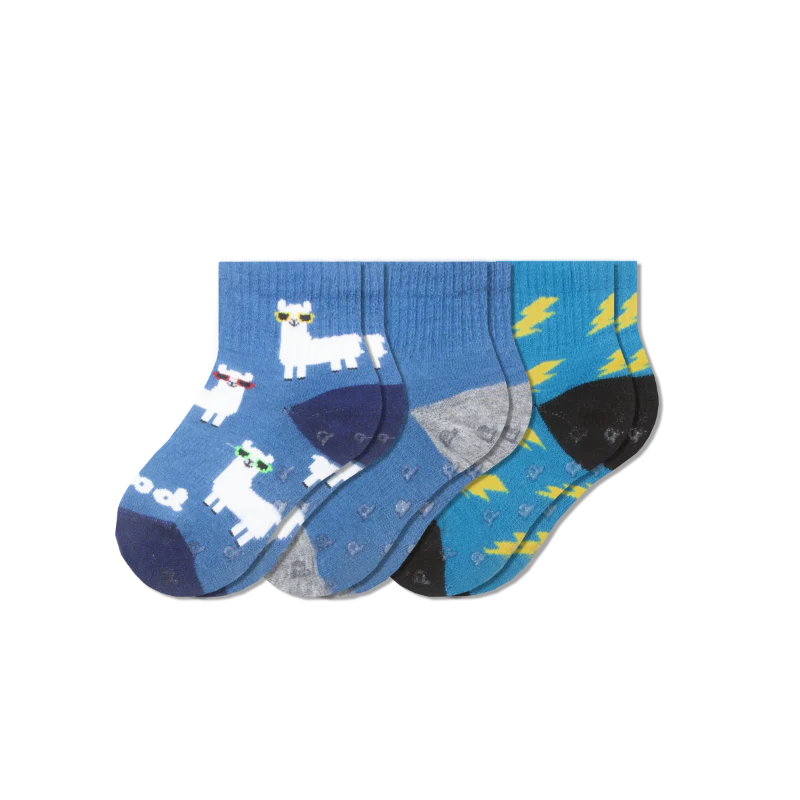 3 Pack - Toddler Pacas Gripper Socks 19 3 Pack - Toddler Pacas Gripper Socks
