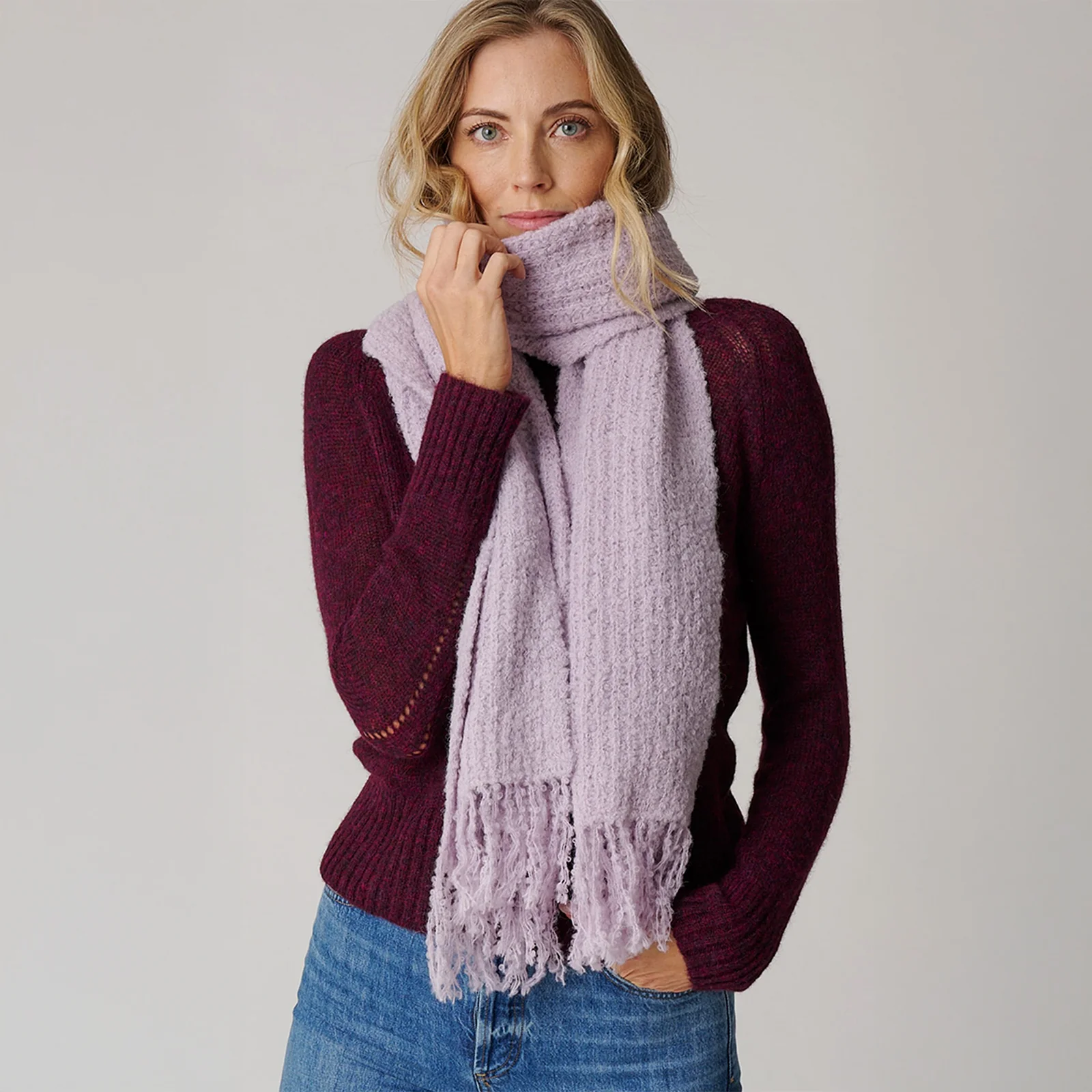 Women's Ribbed Boucle Scarf