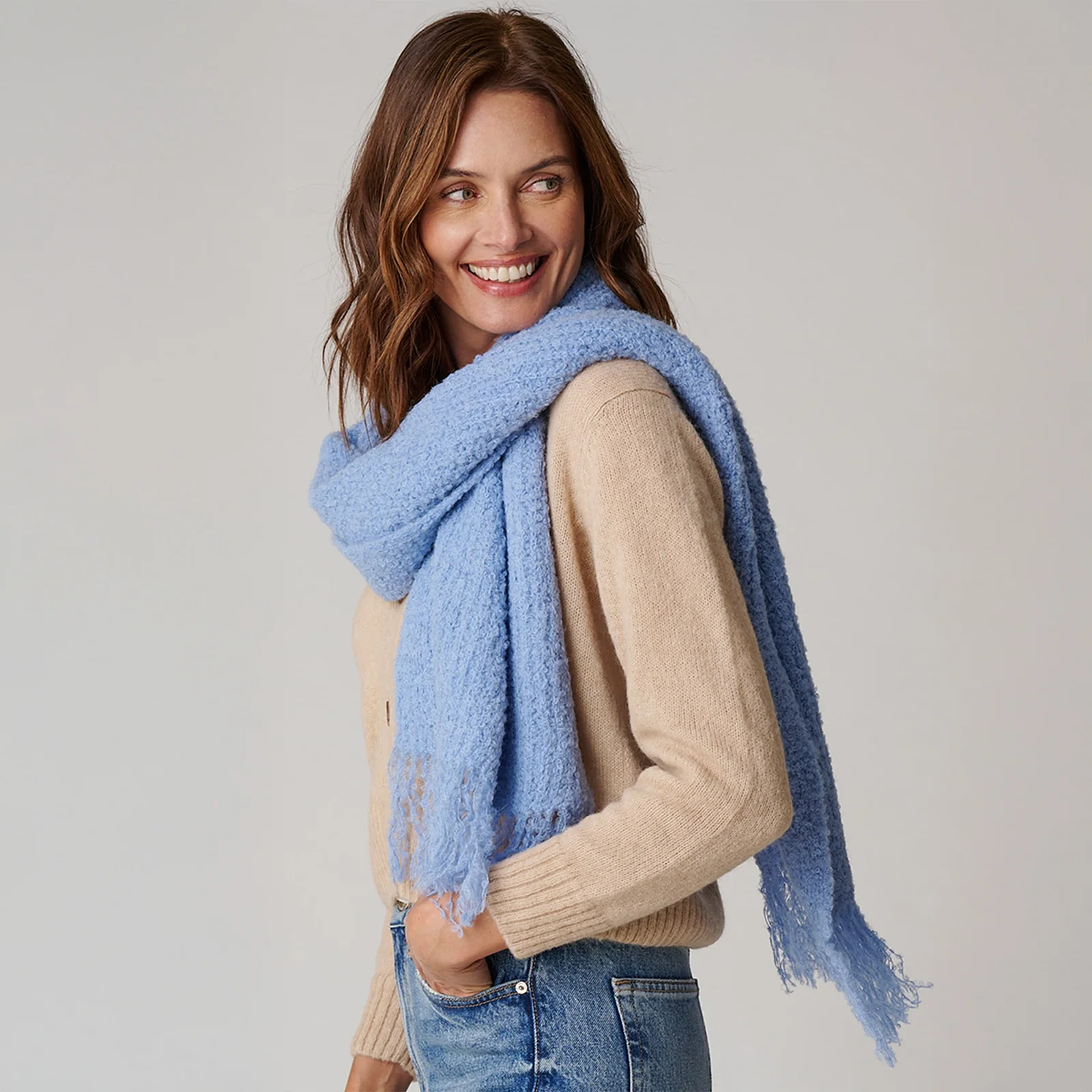 Women's Ribbed Boucle Scarf