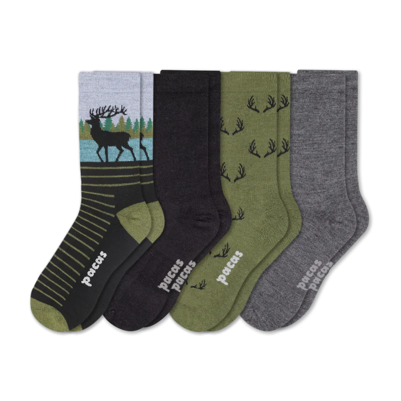 4 Pack - Men's Light-Weight Crew Pacas Socks 123 4 Pack - Men's Light-Weight Crew Pacas Socks