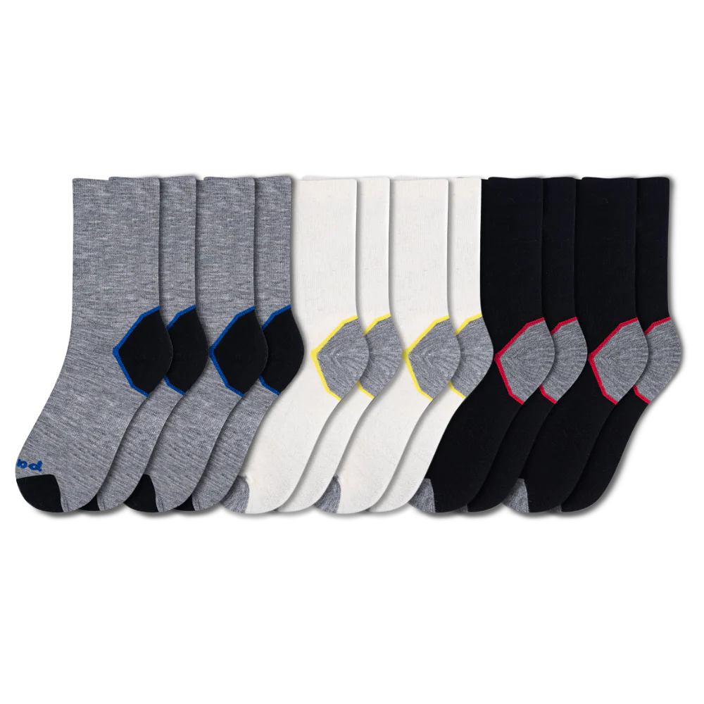 6 Pack - Men's Light-Weight Crew Pacas Socks