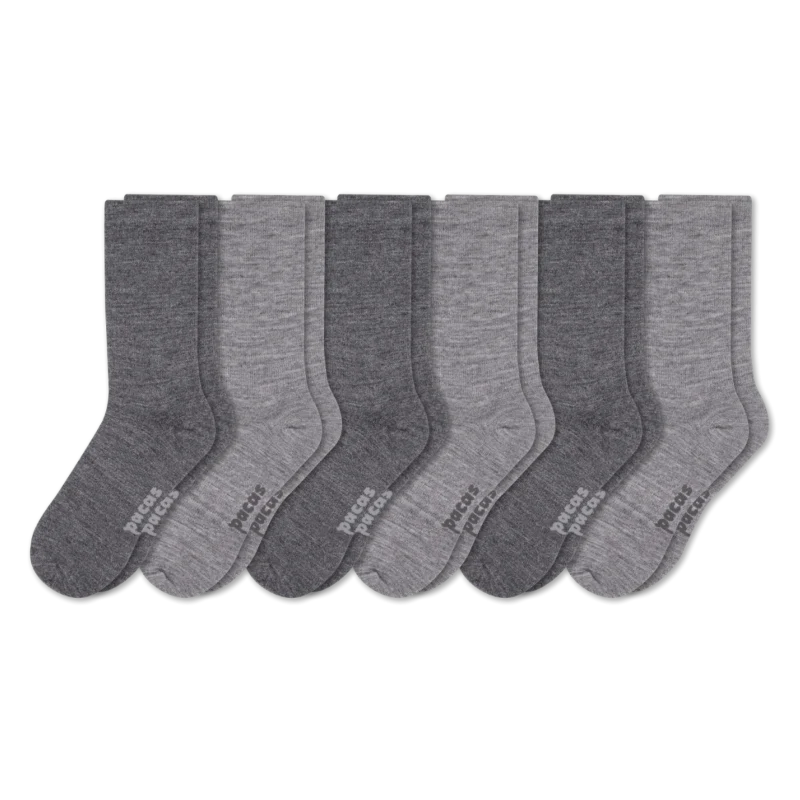 6 Pack - Men's Light-Weight Crew Pacas Socks