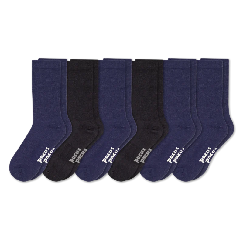 6 Pack - Men's Light-Weight Crew Pacas Socks