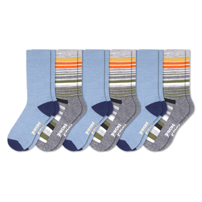 6 Pack - Men's Light-Weight Crew Pacas Socks