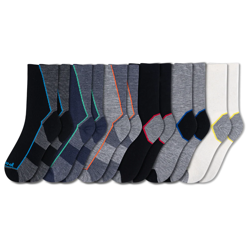 6 Pack - Men's Light-Weight Crew Pacas Socks