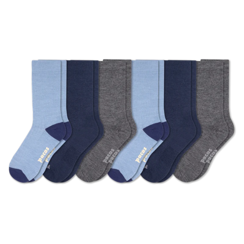 6 Pack - Men's Light-Weight Crew Pacas Socks