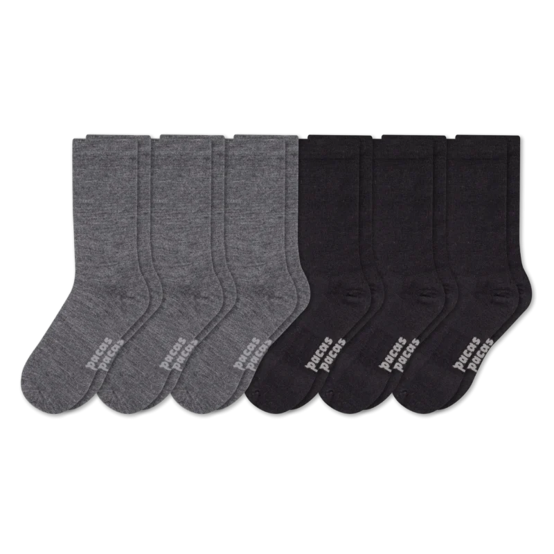 6 Pack - Men's Light-Weight Crew Pacas Socks