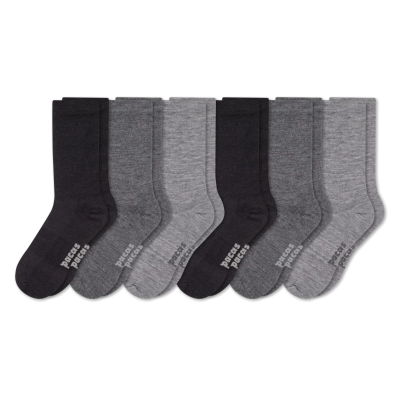6 Pack - Men's Light-Weight Crew Pacas Socks