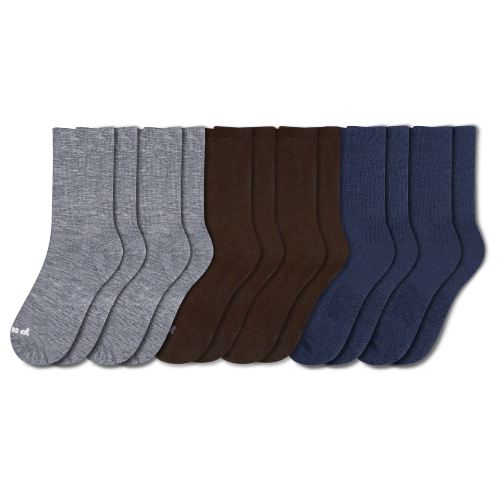6 Pack - Men's Light-Weight Crew Pacas Socks