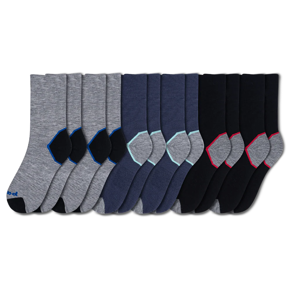 6 Pack - Men's Light-Weight Crew Pacas Socks