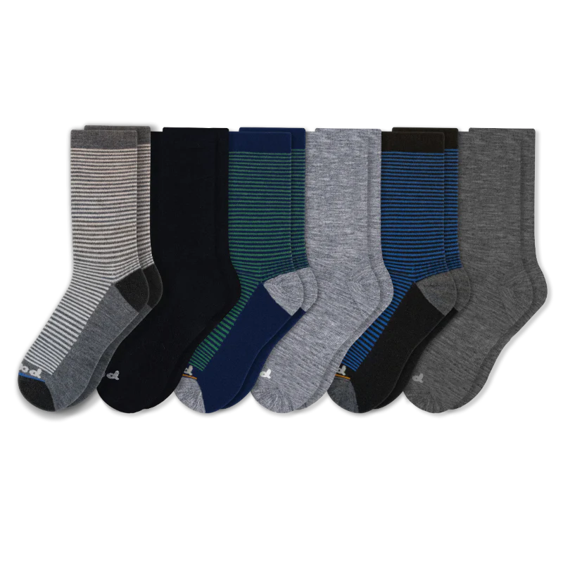 6 Pack - Men's Light-Weight Crew Pacas Socks