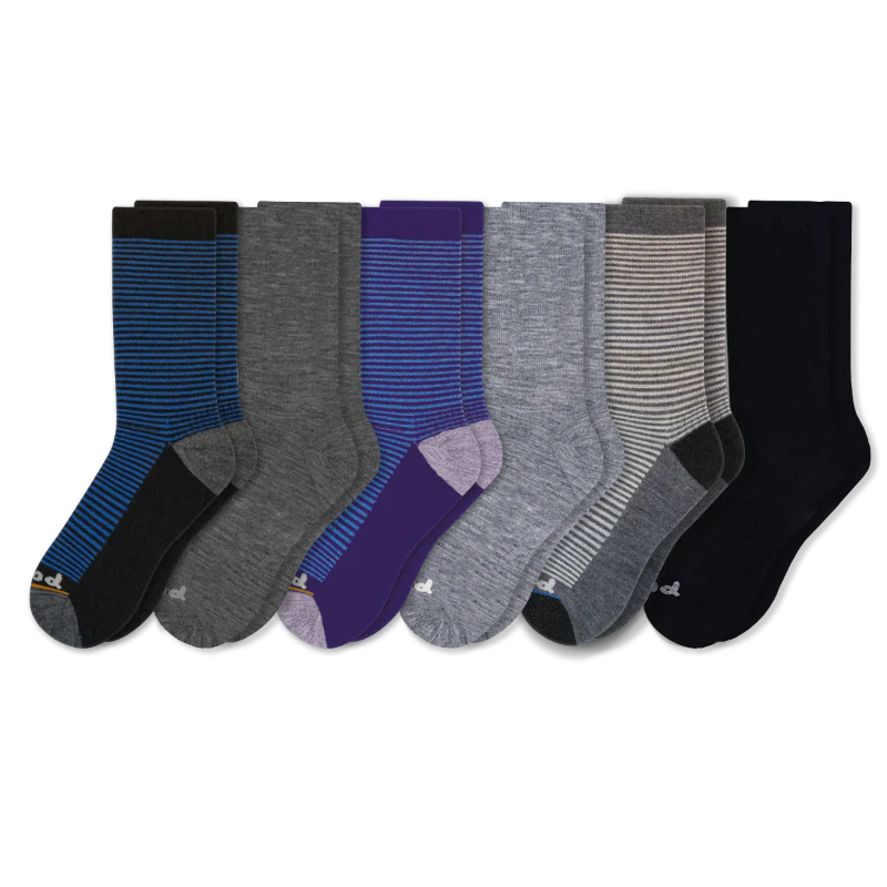 6 Pack - Men's Light-Weight Crew Pacas Socks