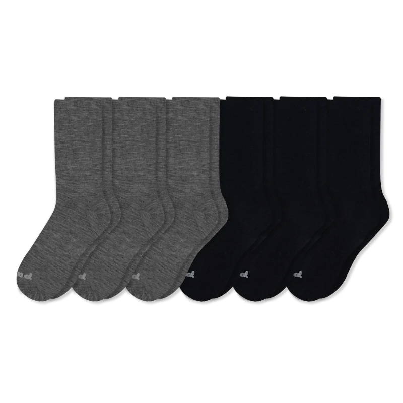 6 Pack - Men's Light-Weight Crew Pacas Socks