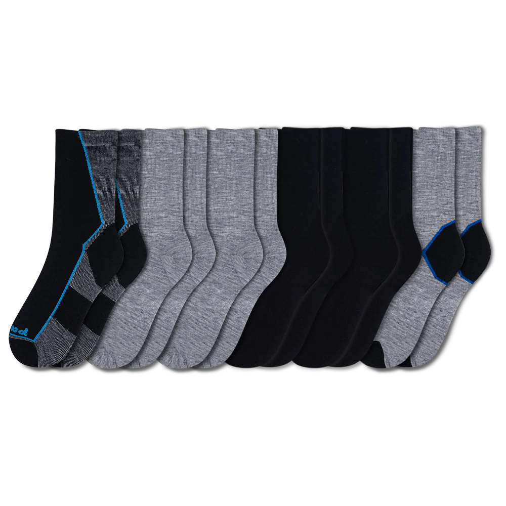 6 Pack - Men's Light-Weight Crew Pacas Socks