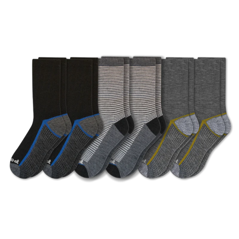 6 Pack - Men's Light-Weight Crew Pacas Socks