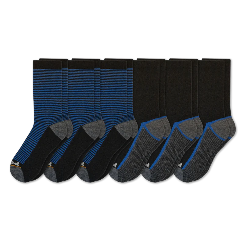 6 Pack - Men's Light-Weight Crew Pacas Socks