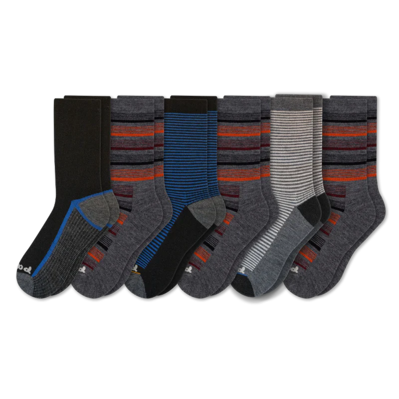 6 Pack - Men's Light-Weight Crew Pacas Socks