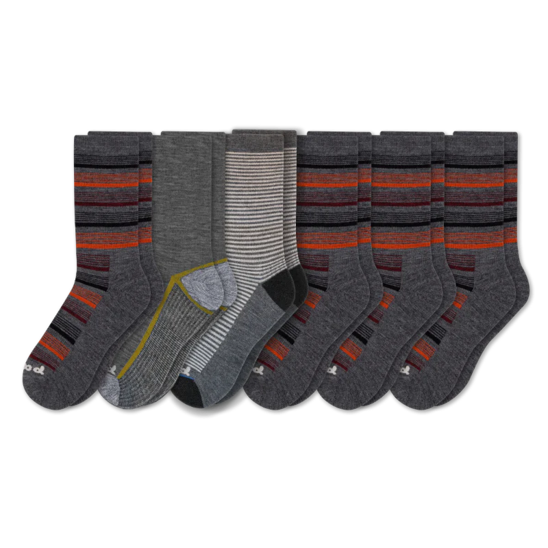 6 Pack - Men's Light-Weight Crew Pacas Socks