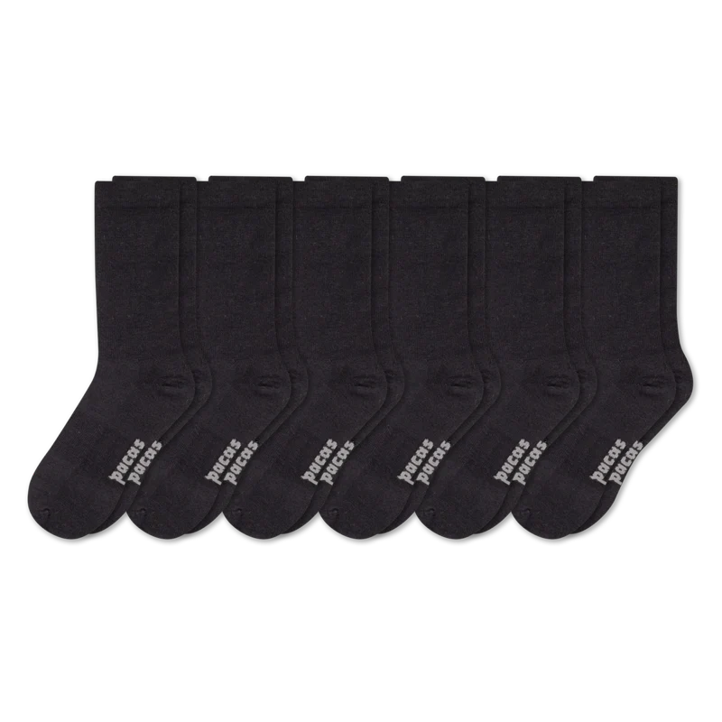 6 Pack - Men's Light-Weight Crew Pacas Socks