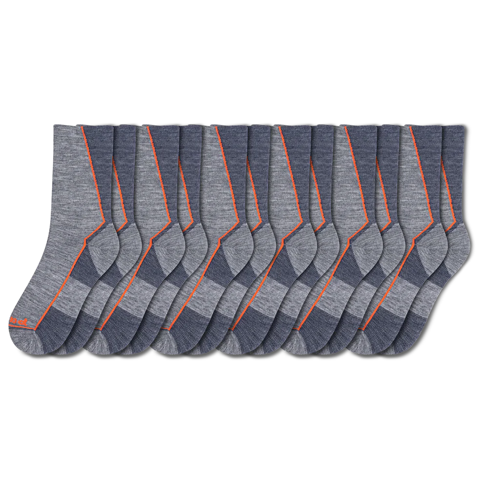 6 Pack - Men's Light-Weight Crew Pacas Socks