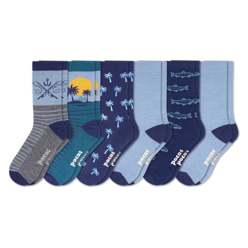 6 Pack - Men's Light-Weight Crew Pacas Socks