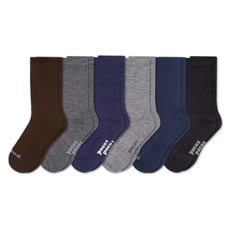 6 Pack - Men's Light-Weight Crew Pacas Socks