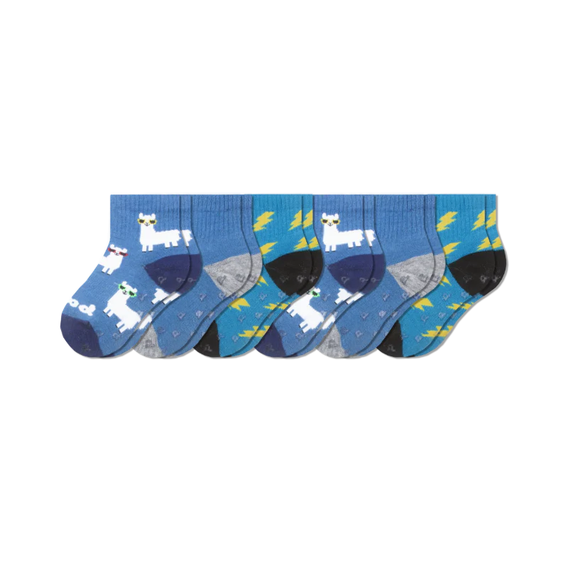 6 Pack - Toddler Pacas Gripper Socks 18 6 Pack - Toddler Pacas Gripper Socks