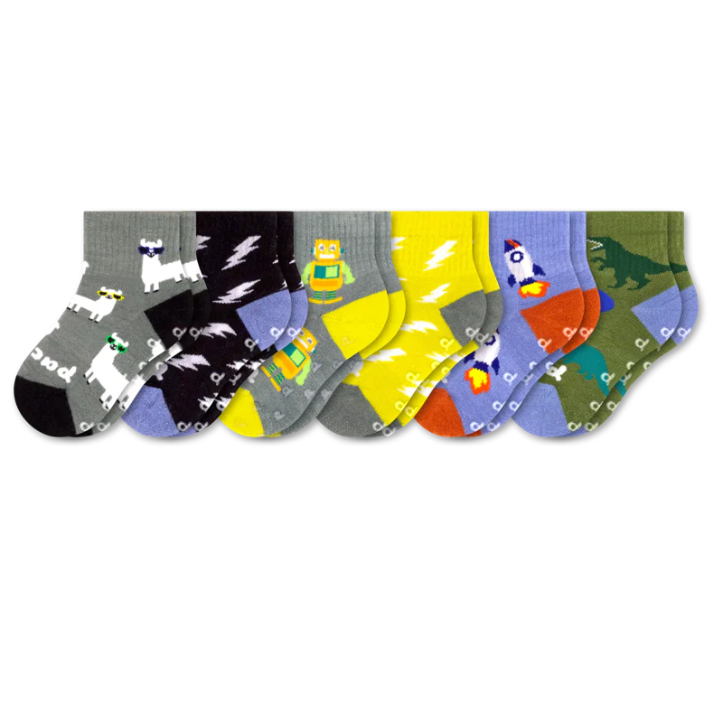 6 Pack - Toddler Pacas Gripper Socks 19 6 Pack - Toddler Pacas Gripper Socks