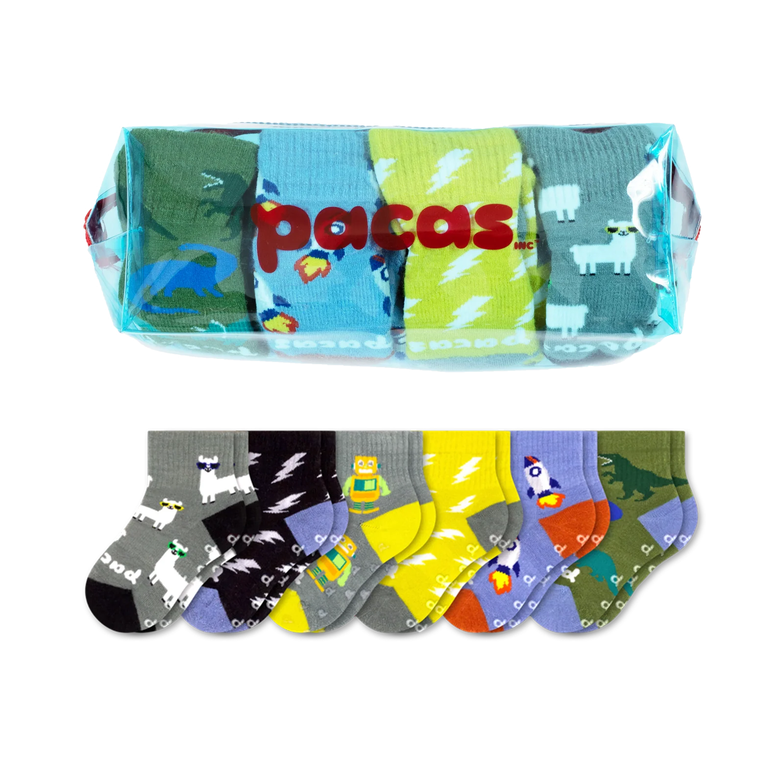 6 Pack - Toddler Pacas Gripper Socks 21 6 Pack - Toddler Pacas Gripper Socks