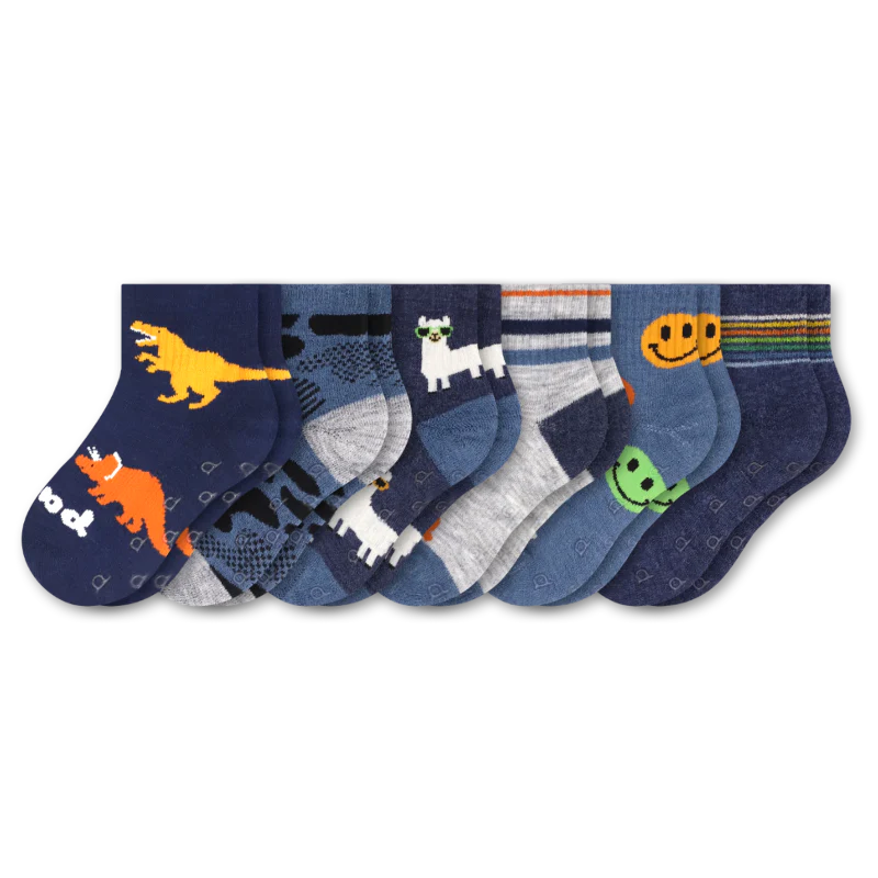 6 Pack - Toddler Pacas Gripper Socks 22 6 Pack - Toddler Pacas Gripper Socks