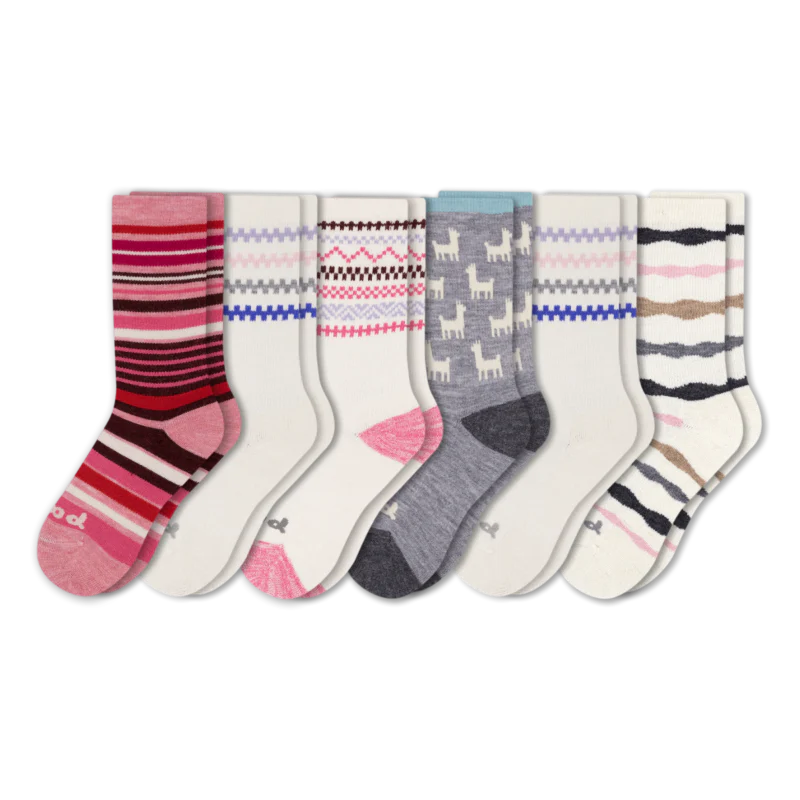 6 Pack - Women's Crew Pacas Socks 100 6 Pack - Women's Crew Pacas Socks