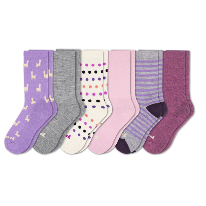 6 Pack - Women's Crew Pacas Socks 28 6 Pack - Women's Crew Pacas Socks