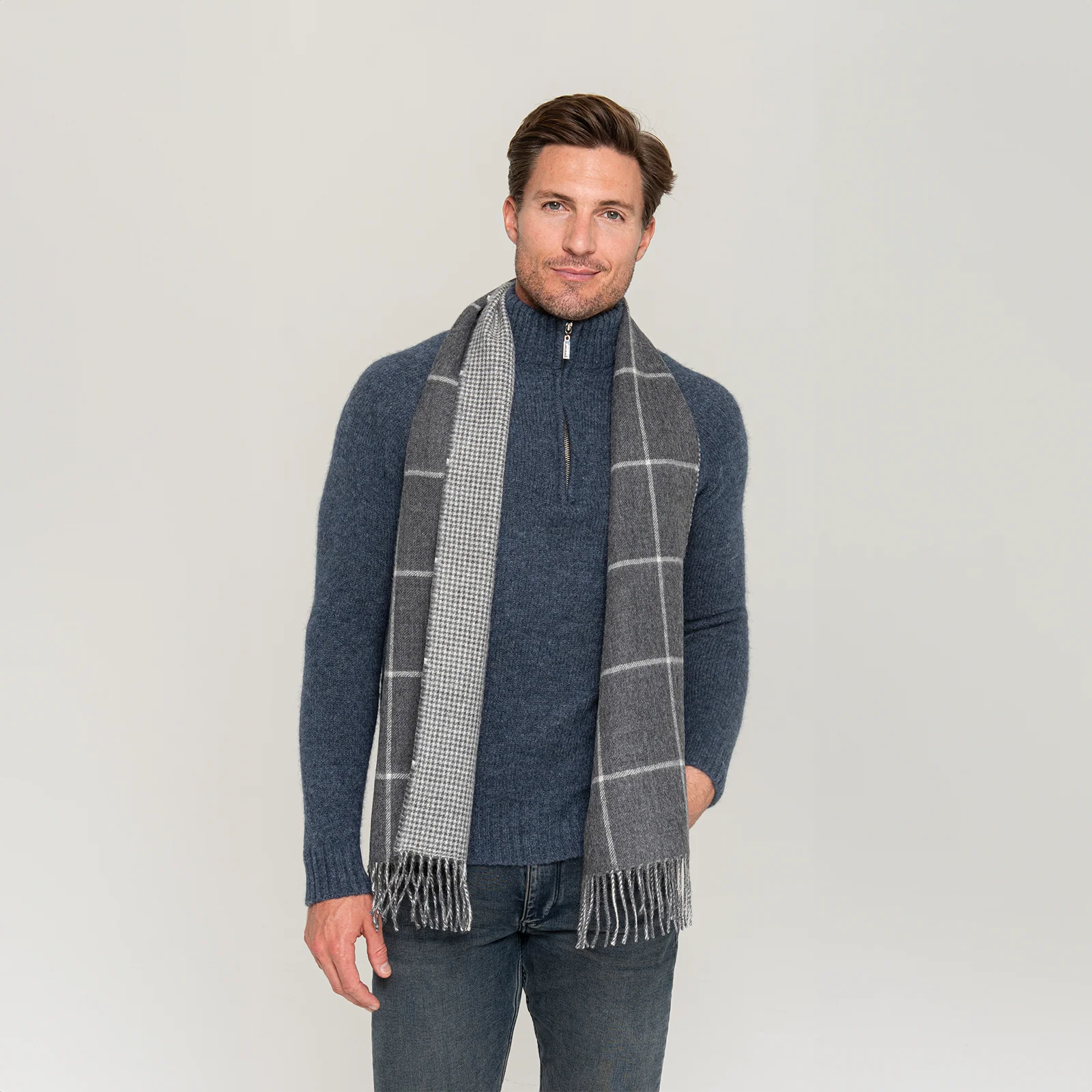 Men's Window Pane Scarf 5 Men's Window Pane Scarf